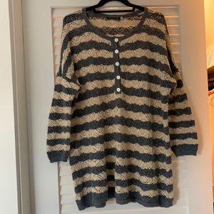Peruvian Connection M/L Pima Cotton loose knit striped pullover sweater
